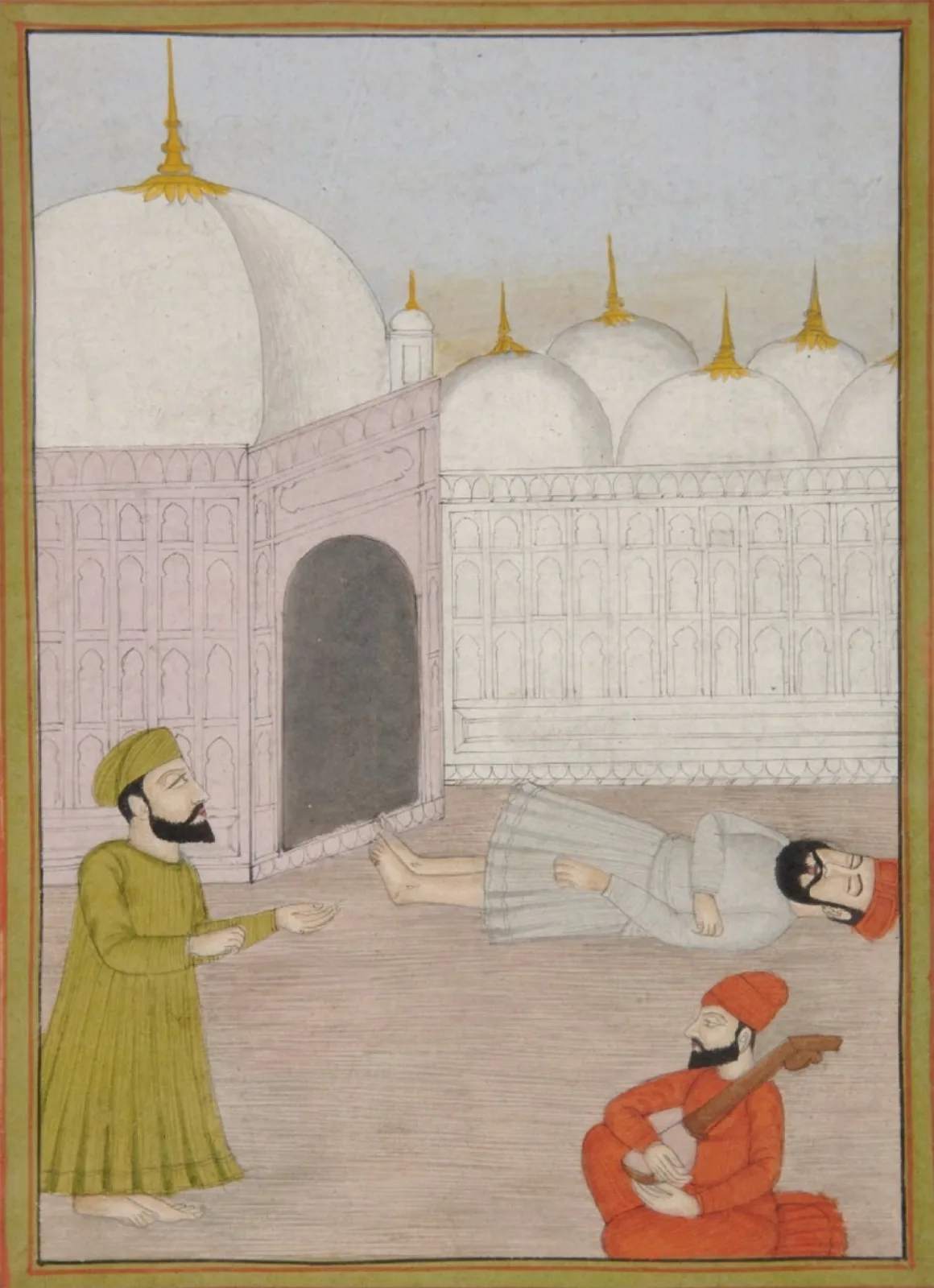 Janamsakhi painting of Guru Nanak in Mecca, circa 18th–19th century, ink and color on paper, the Khanuja Family Collection.
