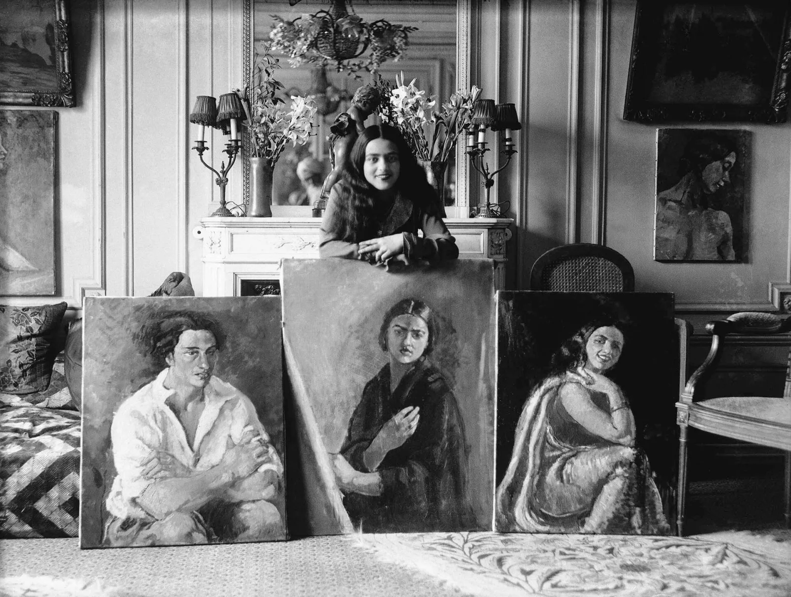 Amrita Sher-Gil with 3 paintings.